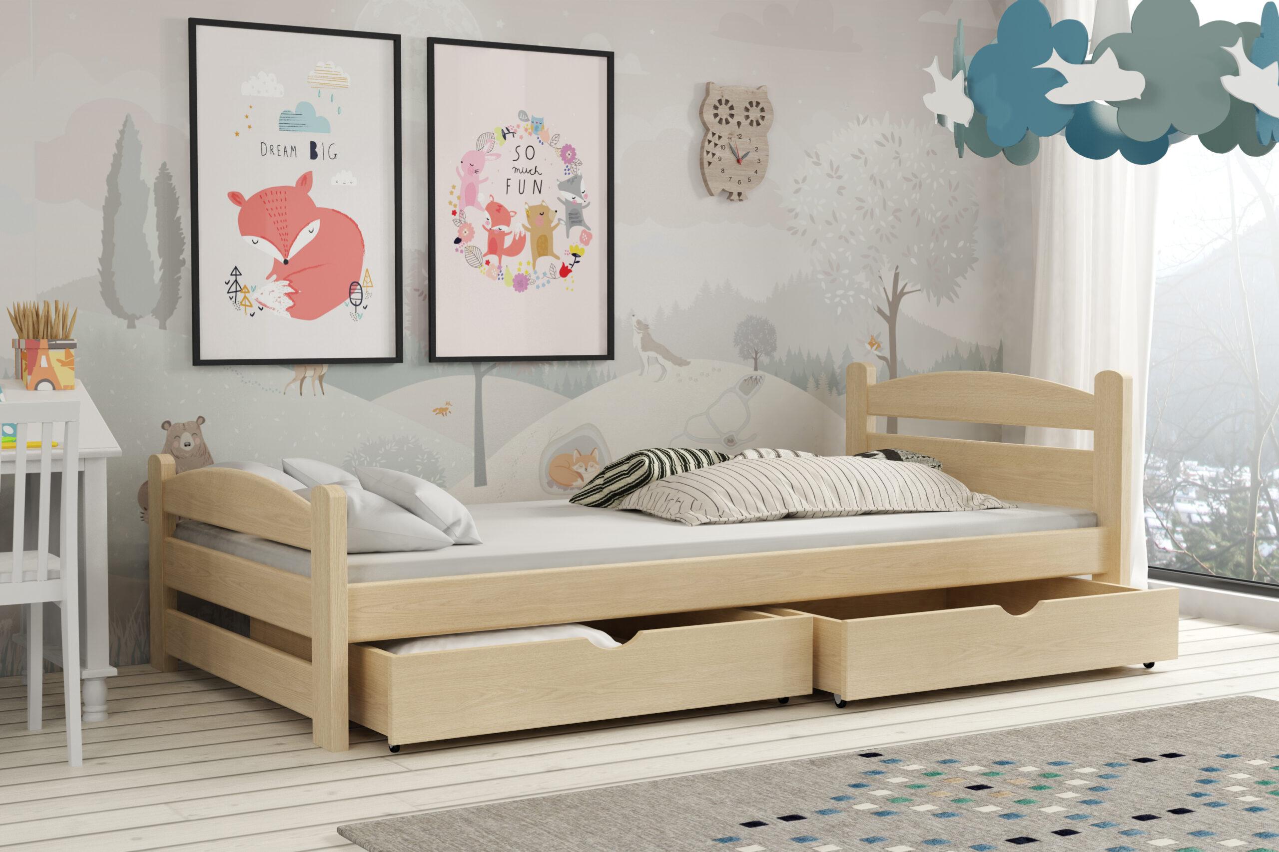 Dřevěná postel MAX 08 80x200 cm borovice masiv s úložným prostorem