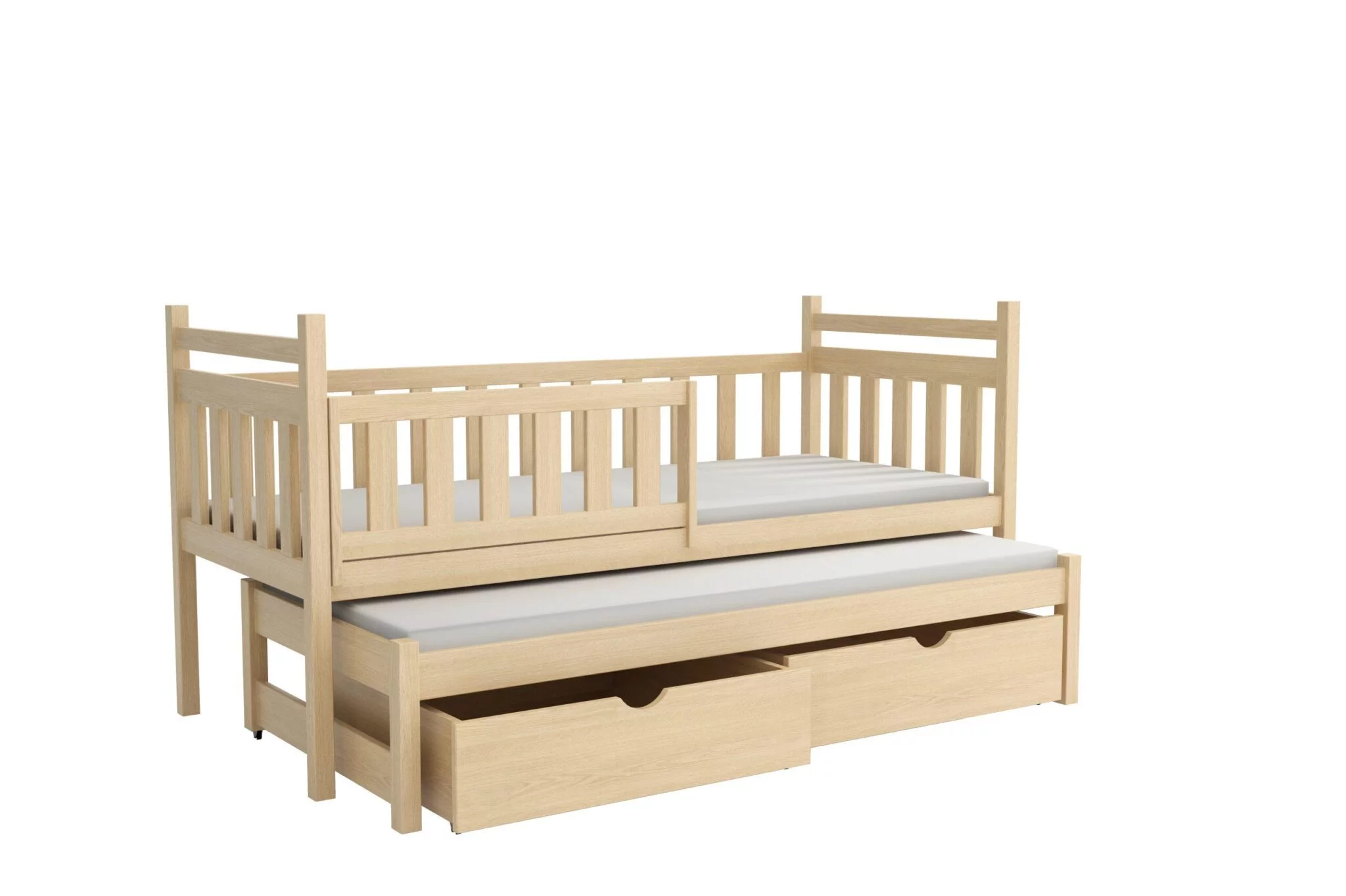 Postel VÍTEK 004 s výsuvným lůžkem borovice masiv 90x200 cm 