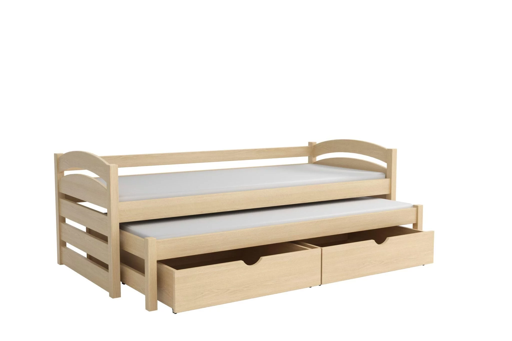 Postel VIKTOR 012 s výsuvným lůžkem borovice masiv 90x190 cm