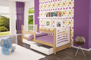 Postel OLI 75x180 cm borovice masiv s úložným prostorem a matrací