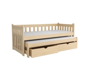 Postel VENDY 002 s výsuvným lůžkem borovice masiv 90x190 cm 